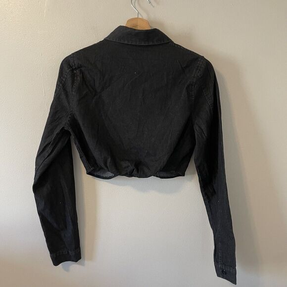 Revolve Superdown Dream Button Up Top Dark Denim Sz S - Picture 12 of 14